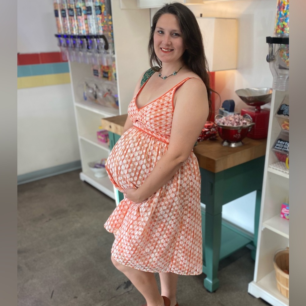 Tangerine dream dress • orange polka dot midi dress
